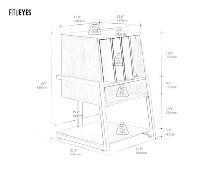 Record Player Stand with Storage for 120 Vinyl Records, Walnut, view 4