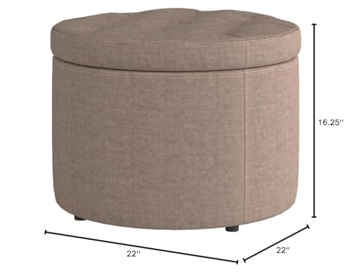 Designs4Comfort Round Shoe Ottoman, Tan Fabric