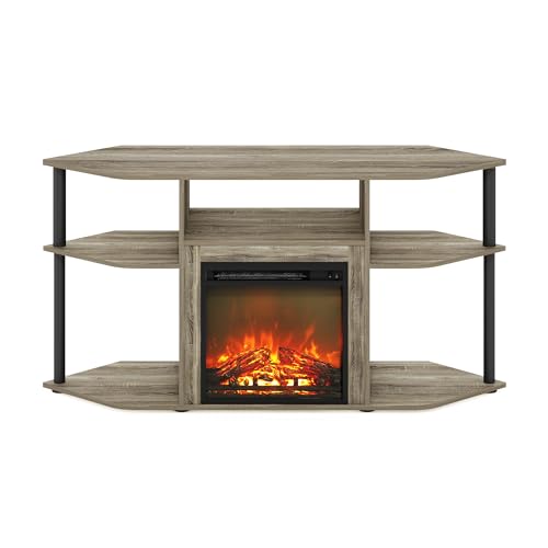 Jensen Fireplace TV Stand for TV up to 55 Inch, Grey Oak, view 6