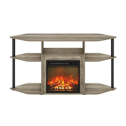 Jensen Fireplace TV Stand for TV up to 55 Inch, Grey Oak, view 6