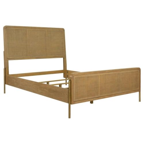 California King Panel Bed, Sand Wash Finish, Woven Rattan Cane Panels, view 2