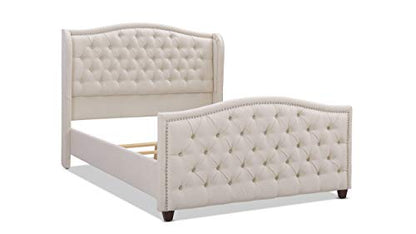 Jennifer Taylor Home Marcella Upholstered Shelter Headboard Bed Set, Queen, Sky Neutral Beige Polyester