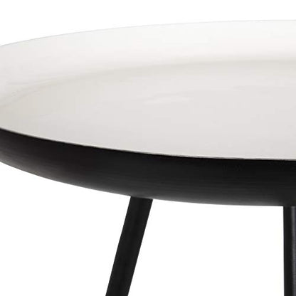 Laranya Modern Side Table, 15" x 15" x 22.5", White and Black, Excellent Sofa End Table and Decorative Accent