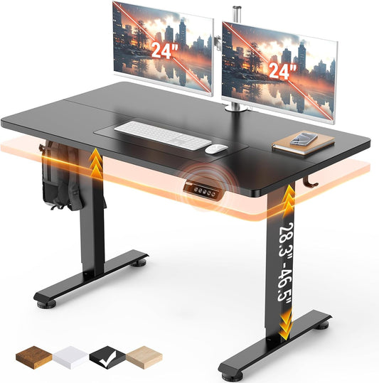 47.2" Standing Desk, Adjustable Height Office Desk with Wood Desktop, Computer Table for Home Work, Study and Gaming, Small Spaces, Modern Furniture, Black