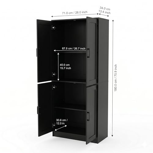 71" Tall Black Kitchen Hutch, view 3