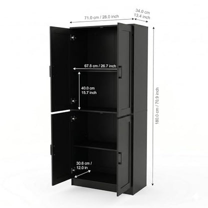 71" Tall Black Kitchen Hutch, view 3