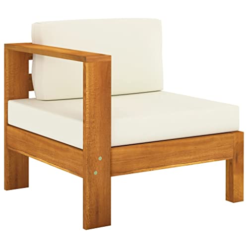 Wooden Lounge Set Cream White Solid Acacia Wood Outdoor Patio Furniture Set with Cushions for Garden Balcony Terrace Deck Seating and Relaxation