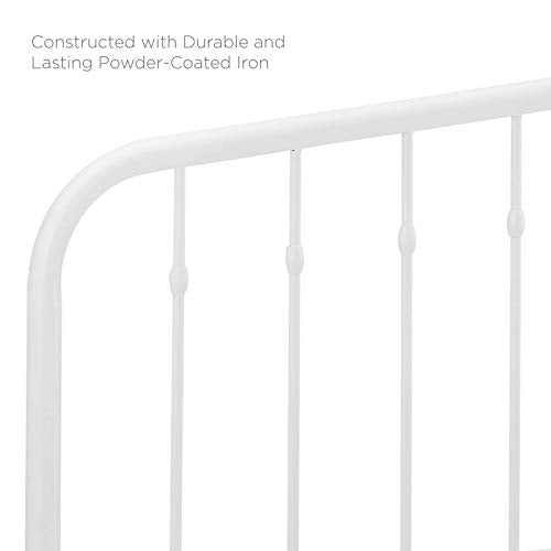 Lennon Modern Farmhouse Metal Full Headboard in White