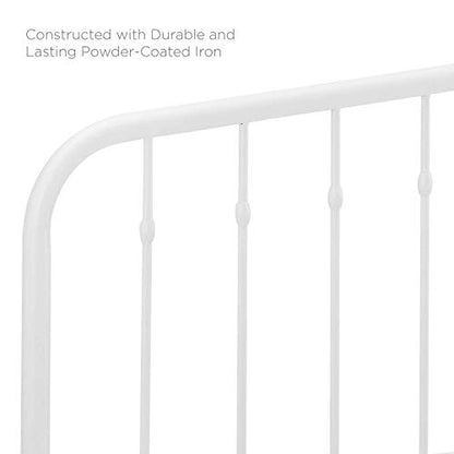 Lennon Modern Farmhouse Metal Full Headboard in White