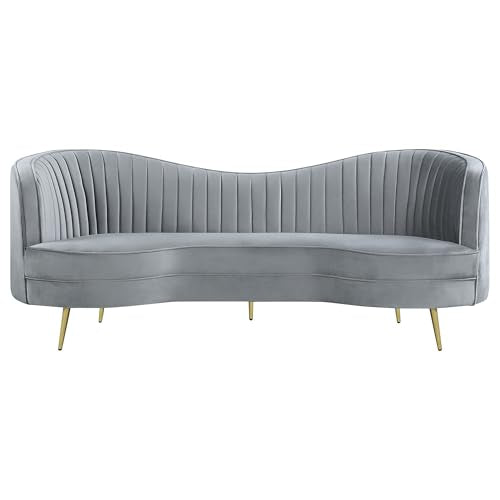 Coaster Home Furnishings - Sophia - 3-Piece Velvet Upholstered Sofa Set with Channel Tufting and Inverted Camel Back - Contemporary - Living Room - Gray - 506864-S3