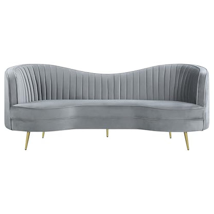 Coaster Home Furnishings - Sophia - 3-Piece Velvet Upholstered Sofa Set with Channel Tufting and Inverted Camel Back - Contemporary - Living Room - Gray - 506864-S3