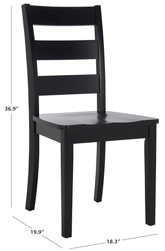SAFAVIEH Home Collection - Silio Black Wood Ladder Back Dining Chair Set of 2, Classic Farmhouse Style Seating (DCH9213C-SET2)