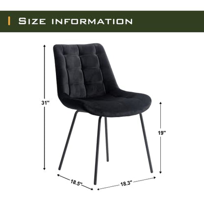 Velvet Dining Chairs, Upholstered Reception Chairs, Tufted Accent Chair with Metal Legs for Home Kitchen, Living Room, Set of 2, Black