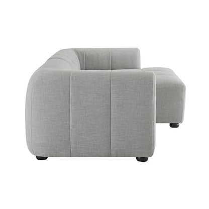 Liana Right-Facing Modular Sofa with Chaise in Pewter - Modern Sectional Sofa Couch Furniture Set - Upholstered Fabric Chaise and Chair for Living Room, Lounge, Apartment