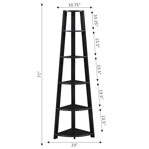 Newport 5 Tier Corner Bookcase, Black