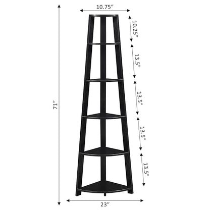Newport 5 Tier Corner Bookcase, Black