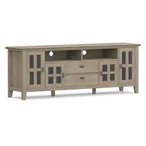 Artisan 72" Wide Solid Wood TV Stand in Distressed Grey, view 2