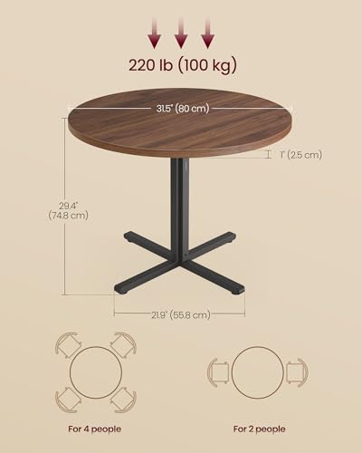 31.5-Inch Dining Table, Small Round Kitchen Table for 4 People, view 3