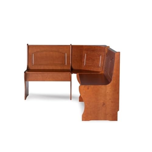 Dining Set Wood, Rectangular in Walnut Brown for Kitchen, Dining Room with Table, Benches, and Storage Space