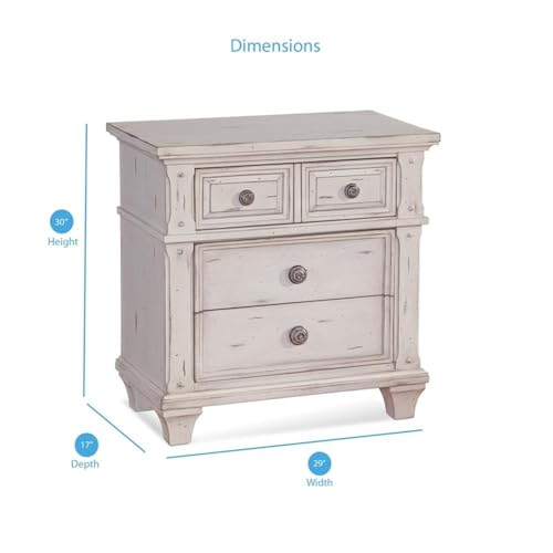 Sedona Antique White Wood 3-Drawer Nightstand