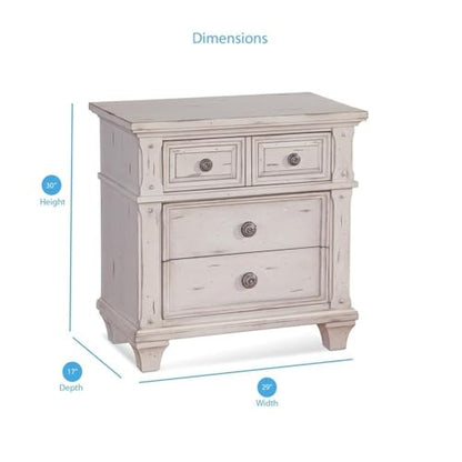 Sedona Antique White Wood 3-Drawer Nightstand