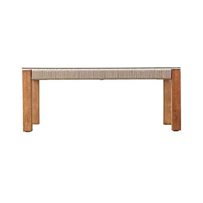 SEI Outdoor Patio Furniture - Brendina Outdoor Glass Top Cocktail Table - Transitional Design Natural Solid Wood - Ideal for Patio, Backyard (OD1089300)