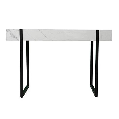 Rangley Modern Faux Marble Desk - Modern Design, White Iron and Wood - Ideal for Home Office, Bedroom (HO1142737)