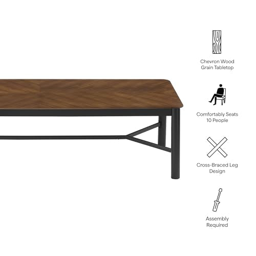 Ashlan 110Inch Dining Table Solid Wood Walnut Finish Modern Kitchen Room Entertaining Home Furniture Quality Stylish Elegant Durable Refined Versatile Contemporary