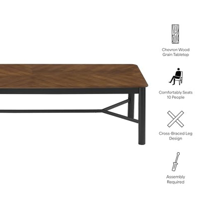 Ashlan 110Inch Dining Table Solid Wood Walnut Finish Modern Kitchen Room Entertaining Home Furniture Quality Stylish Elegant Durable Refined Versatile Contemporary