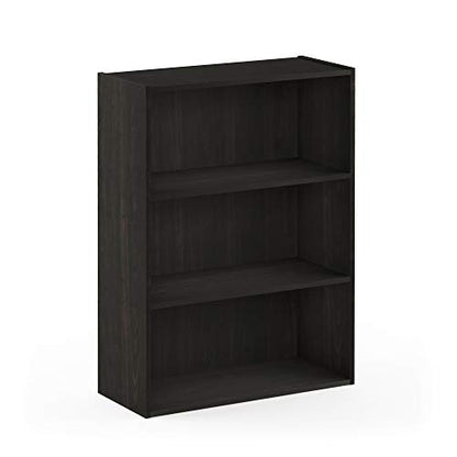 PASIR Book Shelf, 3-Tier Bookshelf, Bookcase, 9.7" x 23.7" x 31.5", for Living Room, Bedroom, Home Office, Blackwood