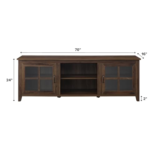 Portsmouth Classic 2 Glass Door TV Stand for TVs up to 80 Inches, 70 Inch, Dark Walnut