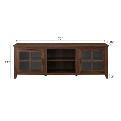 Portsmouth Classic 2 Glass Door TV Stand for TVs up to 80 Inches, 70 Inch, Dark Walnut