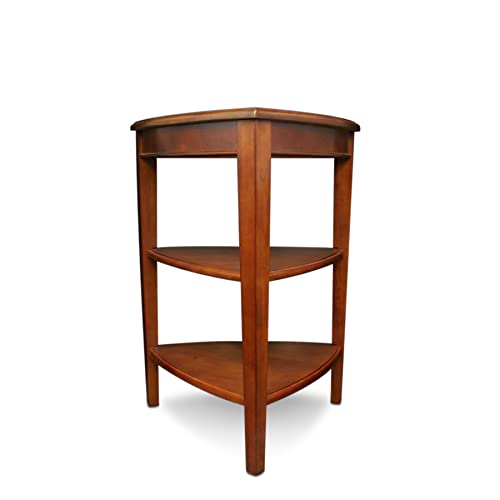 Shield Solid Wood Tiered End Table with Shelves, Glazed Auburn Brown, Perfect for Living Rooms, Bedrooms, and Small Spaces – 9009