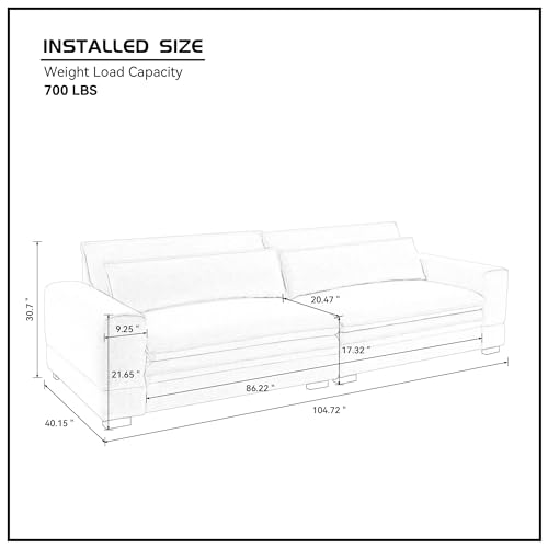 Mid-Century 104.72" Sofa Couch Modern Upholstered Couch for Living Room,Bedroom,Apartment,Office,Home,Beige