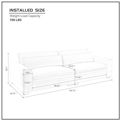 Mid-Century 104.72" Sofa Couch Modern Upholstered Couch for Living Room,Bedroom,Apartment,Office,Home,Beige