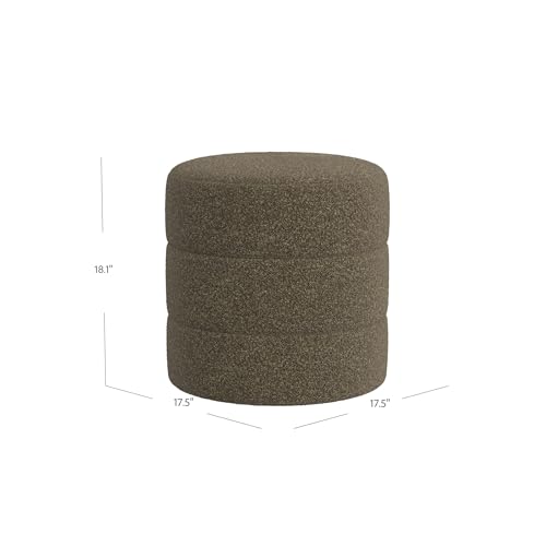 18" Round Ottoman - Dark Brown Boucle