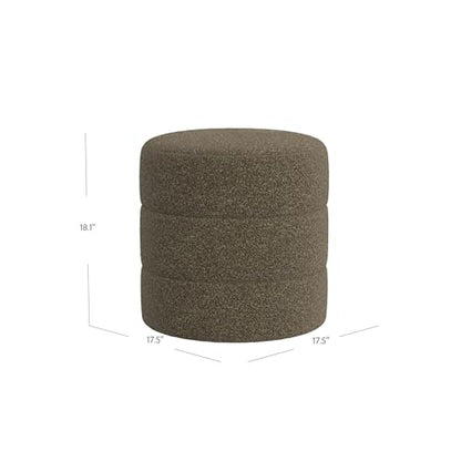 18" Round Ottoman - Dark Brown Boucle