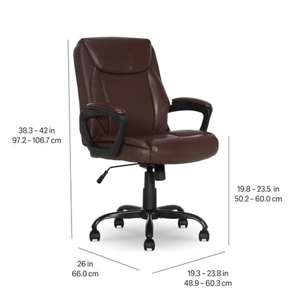 Classic Puresoft PU Padded Mid-Back Office Chair with Armrest, Height Adjustable, view 4