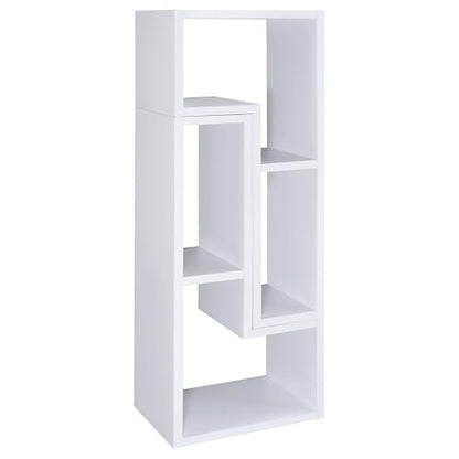 Coaster Home Furnishings - Velma - Engineered Wood - Multipurpose 4-Shelf TV Stand Bookshelf with Geometric Design, Cube Shelves, Transitional Style - Living Room and Home Office - White - 800330