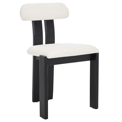 SAFAVIEH Home Collection Cayde Modern Cream Boucle Seat & Black Solid Wood Dining Chair
