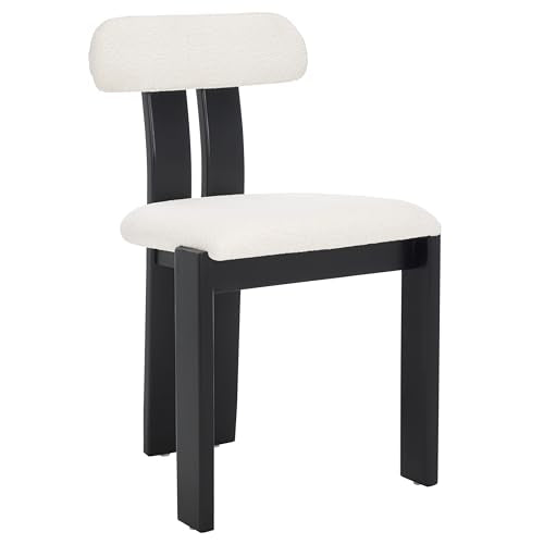 SAFAVIEH Home Collection Cayde Modern Cream Boucle Seat & Black Solid Wood Dining Chair