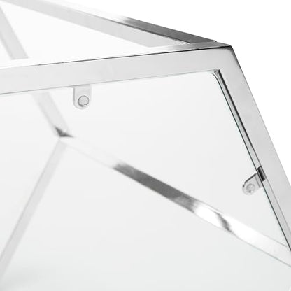 Safavieh Home Teagan Chrome Glass Top Hexagon End Table