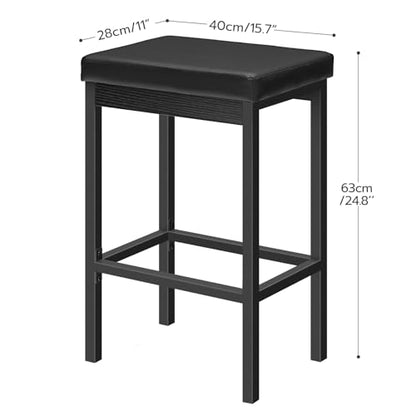 Bar Stools, Set of 2 Bar Chairs, 24.8-Inch Height Stools, Breakfast Bar Stools, view 4