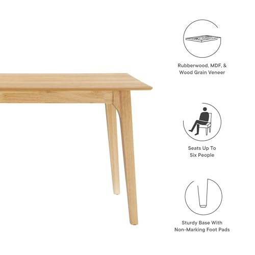 Juxtapose 63Inch Dining Table Solid Wood Oak Finish Modern Kitchen Room Entertaining Home Furniture Quality Stylish Elegant Durable Refined Versatile Contemporary