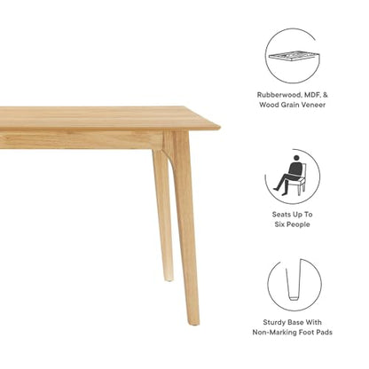Juxtapose 63Inch Dining Table Solid Wood Oak Finish Modern Kitchen Room Entertaining Home Furniture Quality Stylish Elegant Durable Refined Versatile Contemporary