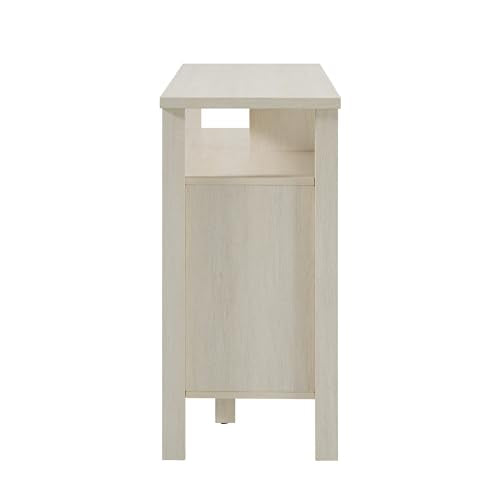 Transitional-Style Windowpane Glass Door Storage Sideboard, 58 Inch, Coastal Oak