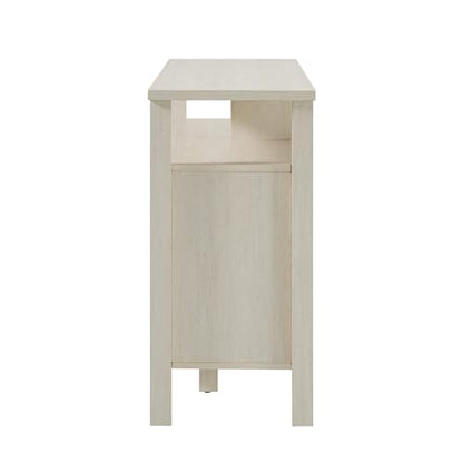 Transitional-Style Windowpane Glass Door Storage Sideboard, 58 Inch, Coastal Oak