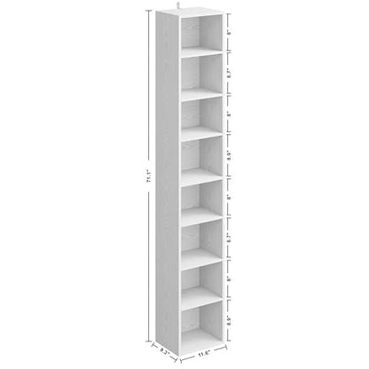 Bookshelves and Bookcases Floor Standing 8 Tiers Display Storage Shelves 71 in Tall Bookcase Easy to Match for Living Room, Office, Study, Bedroom