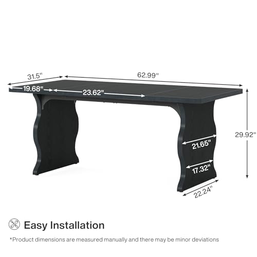 Tribesigns 63" Large Desk for Home Office, Spacious Executive Computer Desk with Ample Leg Room, Double PC Gaming Writing Table Study Desk with Sturdy Legs, Black