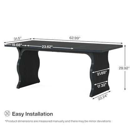 Tribesigns 63" Large Desk for Home Office, Spacious Executive Computer Desk with Ample Leg Room, Double PC Gaming Writing Table Study Desk with Sturdy Legs, Black